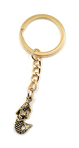 Onwomania Llavero Sirena Pescado mar Mujer Oro Metal Colgante Encanto