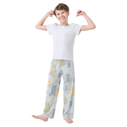 Boys' Pants Funny Cat Colorful Long Bottoms Jogger Pants Elastic Waist Trousers with Pockets S-XL2