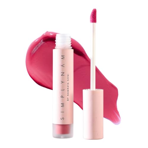 Image of SIMPLYNAM Satin Soft Lip Creme | 1 Swipe Full Coverage | Hydrating, Creamy Matte Finish | 6-8 Hour Stay | Transfer-Proof & Smudge-Proof | Infused with Peptides & Squalane | Vegan | 5ML | Puneeta- Rogue Pink