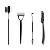 Set per sopracciglia 4 pezzi, pettine per ciglia, spazzola per sopracciglia, spazzola per la cura in acciaio inossidabile, include un tagliacapelli pieghevole