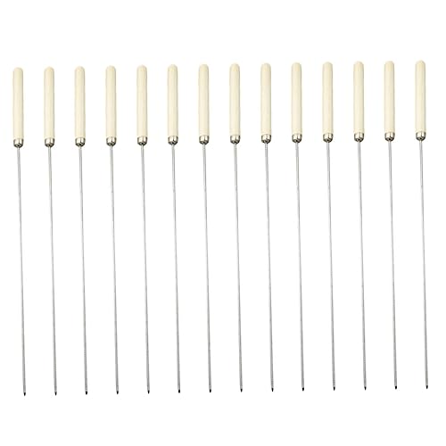Abaodam 25Piezas Brochetas de Barbacoa Inoxidable con Mango de Madera Pinchos Reutilizables para Asados Herramientas de Barbacoa Prácticas y para Pollo