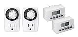 BN-LINK Mechanical & Digital Programmable Outlet Timer 2 Pack, Mini Indoor 24-Hour Timer Outlet