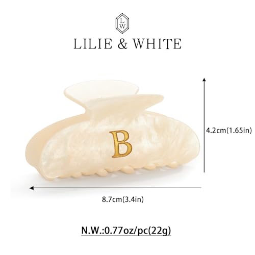 Image of LILIE&WHITE Acrylic Letter Hair Clips For Women Stylish B Monogram Hair Claw Alphabet Hair Clip Fashion Glitter Claw Clip Elegant And Durable Hair Accessory Large Hair Clips B