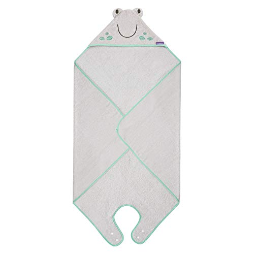 Clevamama Serviette de Bain Bébé et Enfant, Cape de Bain Tablier Nouveau-Né et Nourrisson, Serviette Tablier à Capuche en Coton Absorbant - Gris, 98x98 cm