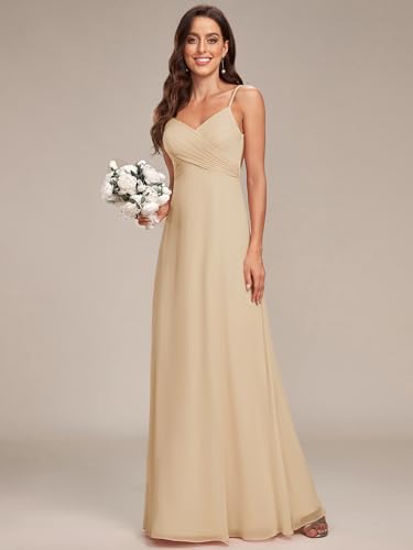 Image of Ever-Pretty Women's Summer Backless Spaghetti Strap Chiffon Bridesmaid Dresses Empire Waist Formal Wedding Guest Dress