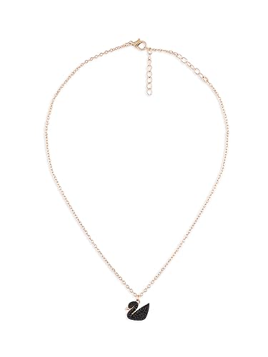 ZAVERI PEARLS Black Enamel Contemporary Swan Pendant & Chain For Women-ZPFK16228, Onesize, Metal, Artificial Stones