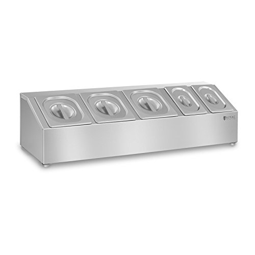 Royal Catering Espositore Portacondimenti Distributore di Condimenti RCTS 1/6/1/9 (Acciaio inox, per GN 1/6 e GN 1/9, Coperchi incl, Montaggio a parete facoltativo)