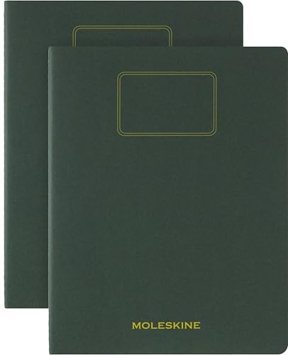 Moleskine Student Cahier Journal, Set 2 Quaderni a Righe per Appunti con Pagine Staccabili, Copertina in Cartone e Adesivi, Colore Verde Mirto, Formato XXL 21,6 x 27,9 cm