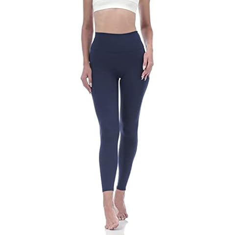 Allsense Women's High Waist Yoga Leggings with Inside and Back Zipper Pockets, Sports Gym Workout Running Pants XL Navy Cover