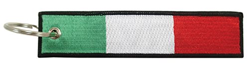 Luso Italy Flag Key Chain, 100% Embroidered