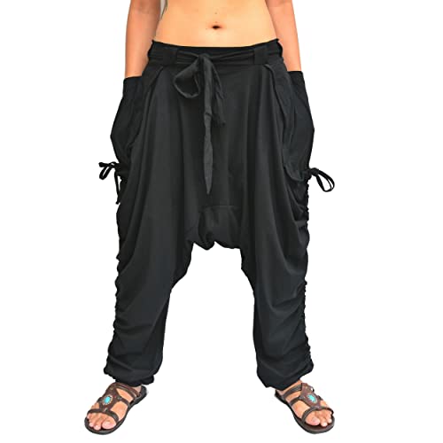 Sakoonee Women Men Baggy Harem Pants Lounge Trousers Palazzo Dhoti Style 2 Pockets Cotton3