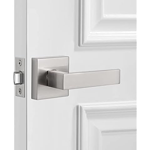 KIAYACI Passage Straight Door Lever for Hall Closet Silver Interior Keyless Black Door Lever Made by Corrosion Resistant Stainless Steel Cover