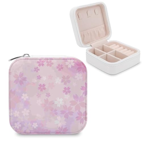アクセサリー ジュエリー ケース 桜 サクラ 和柄 和風 ジュエリーボックス PU レザー ボックス 宝石箱 指輪ボックス 指輪 ネックレス アクセサリートレー 小物入れ イヤリング 収納 かわいい おしゃれ 持ち運び 携帯 贈り物 プレゼント