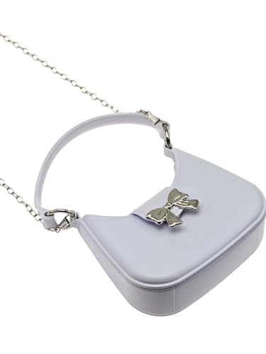 Women's Bow Crossbody Jelly Bag Shoulder Handbags Y2K Party Clutch Moon Shape Purse With Strap4