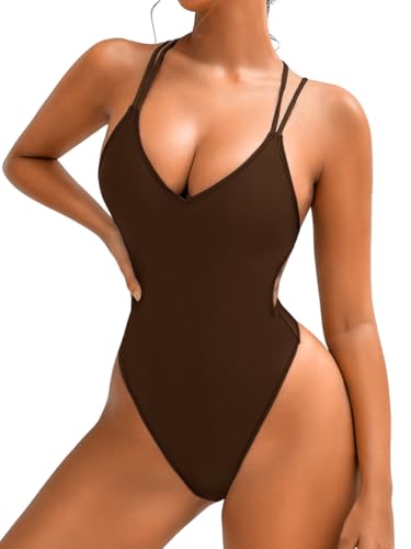 Image of ShawGobow Sexy Swimsuit for Women,Backless Scrunch Butt High Cut Monokini,One Piece Cheeky Bathing Suit Beach Pool Party