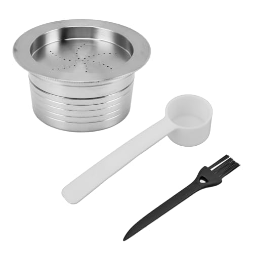 Stainless Steel Reusable Coffee Pod with Sealed Lid and Brush Spoon for Home Use Compatible with Lavazza Capsules
