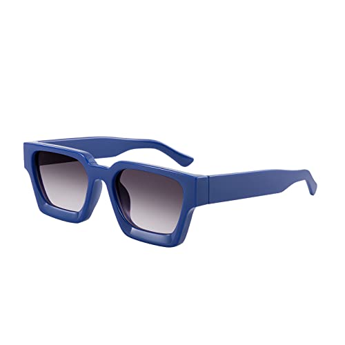 Trendy Thick Square Frame Sunglasses for Women Men Retro Black Rectangle Chunky Shades 90s Sun Glasses