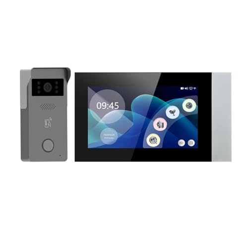 TIEOAXFT 2 Cables Smart Home Tya WiFi 1080P videoportero videoportero 7 ''Pantalla táctil a Color Cámara Timbre Sistema de Seguridad de Puertas