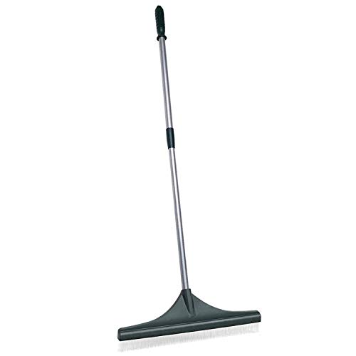 ORIENTOOLS Turf Rake, Ergonomic Adjustable Lightweight Steel Handle, Plastic Head with PA Brush