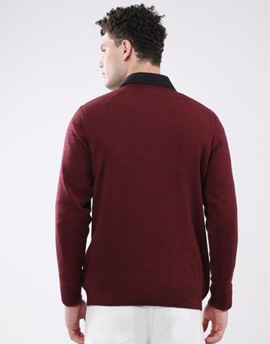 Image of Monte Carlo Men's Regular Fit Pullover | Solid V Neck Style | Full Sleeves Pull On | Warm & Stylish Winter Fashion Sweater | Winter Sweater for Men's