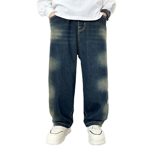 Jean baggy garçon facile à enfiler avec poches cargo et effet délavé