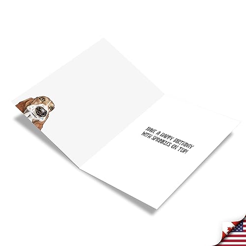 NobleWorks - 1 Funny Animal Birthday Card w/Envelope - Cute Puppy Card for Birthdays - Dog Antics Sprinkle Nose C3639ABDG