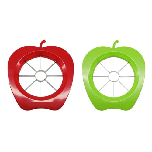 Fackelmann 42015 Coupe pomme, tranche-pomme en quartier, découpe pomme, Acier inoxydable, Plastique, Vert, Rouge, 16 x 14 x 1,5 cm