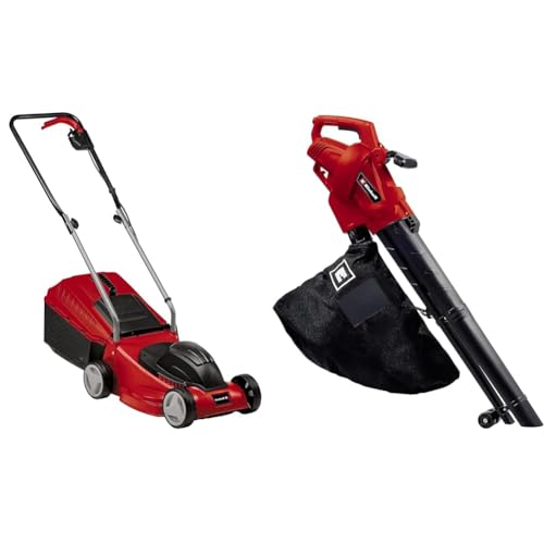 Einhell Cortacésped eléctrico GC-EM 1032, Color Rojo/Negro & Aspirador eléctrico de Hojas GC-EL 3024 E (aspiración/soplado, Tubo de aspiración Ø 75 mm