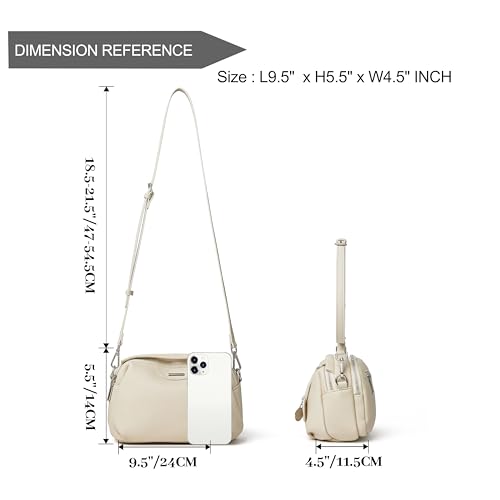 DAILANDO Genuine Leather Crossbody Purse, Women Triple Pockets Shoulder Saddle Bag With Two Detachable Long Straps2