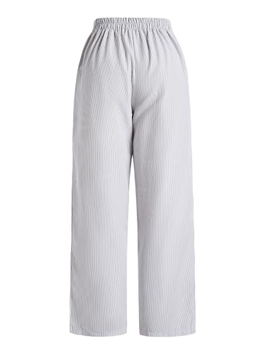 GORGLITTER Women's Striped Wide Leg Lounge Pants Cherry Print Elastic Waist Pj Trousers with Pockets2