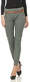 Malito Damen Chino Hose inkl. Gürtel | Stoffhose mit Stretch | lässige Freizeithose | Skinny - elegant 5396 (Oliv, L)