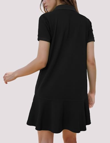 Image of Flygo Womens Polo Dress Summer Short Sleeve Ruffle T Shirt Dress