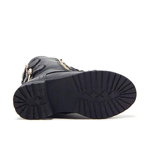 Jazamé Little Girls Justina Tall Calf High Combat Zipped Round Toe Riding Dress Boots3