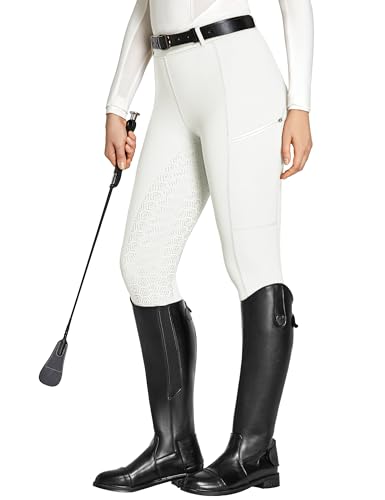 FitsT4 Sports Pantalones de Montar para Mujer Pantalones de Montar para niñas con Refuerzo de Silicona, Bolsillo para el móvil y Trabillas para el cinturón