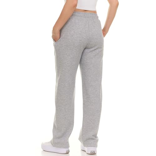Straight Leg Sweatpants for Women, Fleece Loose Fit Open Bottom Lounge Womens Sweatpants with Pockets4