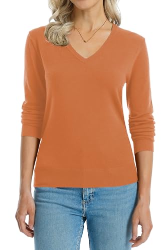 Image of QUALFORT Women's Sweaters Long Sleeve Soft Lightweight Basic Knitted Pullover Sweater