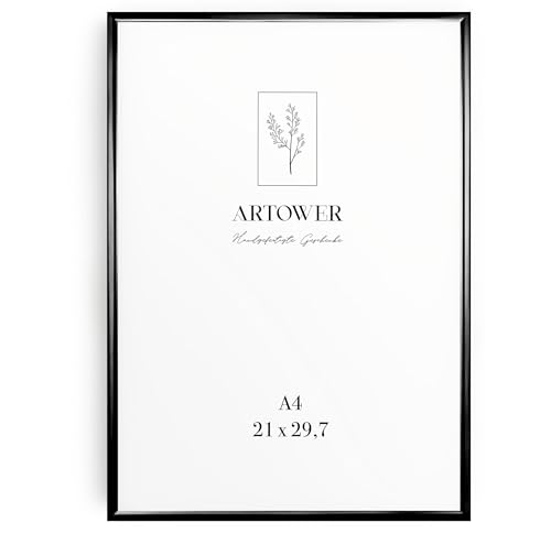 Artower® Bilderrahmen Schwarz Metall Dünner Rahmen für DIN A4 21 x 29,7 cm | Posterrahmen Groß Collage | Picture Frame Metal 21x30 cm | Aluminium Schmal Bilderrahmen | Black Poster Rahmen