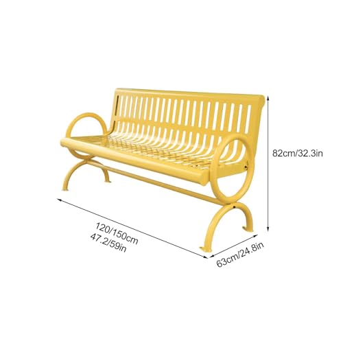 Outdoor Patio Garden Bench Park Seat Chair, 3 Person Garden Benches for Outdoors, Metal Park Bench with Backrest and Armrests, All-Weather Outdoor Bench That Never Fade(Green,120cm/47.2in) - Image 2