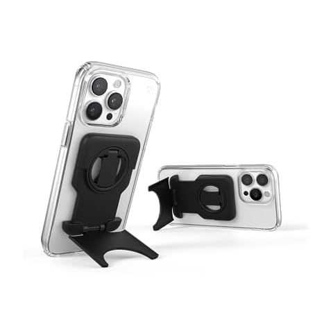 Speck iPhone Grip Viewing Stand MagSafe Accessory - ClickLock No-Slip Interlock - 360 Adjustable Finger Grip, Mounts to MacBook, Continuity Camera for iPhone - StandyGrip - Black Cover