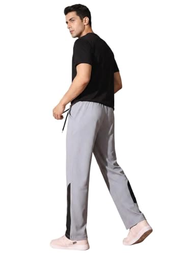 Image of Flapfit Men's Solid Pattern Spandex Track Pant with Ankle Length Drawstring Closure Type and Loose Fit Jogger Style