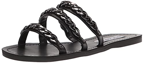 Steve Madden Women s Edged Slide Sandal, Black, 6