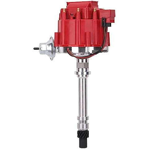 AiYiGu Hei Distributor High Performance GM SBC BBC Ignition Compatible with Chevrolet/Chevy 350 283 305 307 327 engine, 400 Small Blocks and 396 427 454 Big Blocks, Red Cap, 7500RPM V8 65K Coil Cover