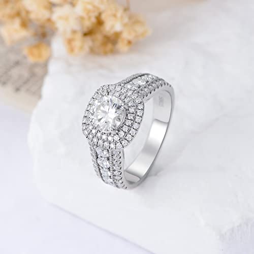 925 Sterling Silver 2CT Moissanite Engagement Rings for Women, Platinum Plated Silver Women's Engagement Ring for Wedding, Anniversary3