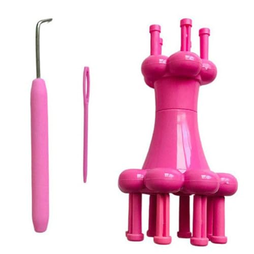 PETSTIBLE Muñeca de tejer francesa de doble cabeza para niños y principiantes, máquina de trenzar bobinas de madera con gancho de hilo y aguja para hacer pulseras, collares y decoraciones