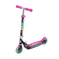 EVO Light Blast Light Up 2 Wheeled Scooter | Kids Push Scooter With Adjustable Handle Height | Easy Fold Mechanism Kick Scooter For Boys And Girls| Kick Scooter For Kids Aged 5-12 (Pink)