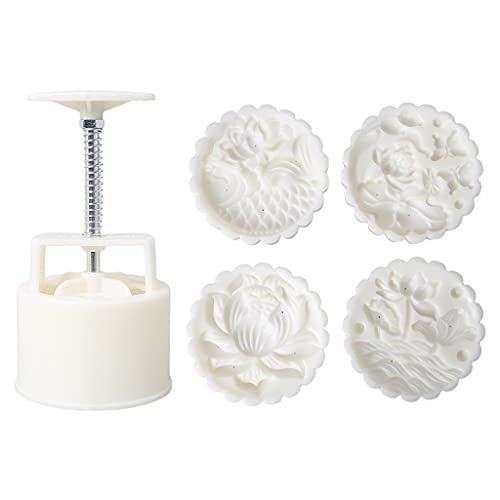 3D Mold Set 150g 200g Flower Fish Patterns Moon Cake Mold Press Safe Cookie Mold For Mid-Autumn Festival Mold Stamp 150g Press Mold 200g