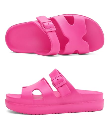 Image of Haifago Women's Platform Sandals with Arch Support, Summer Beach Slides Adjustable Buckle Comfortable Lightweight EVA Slip on Slide