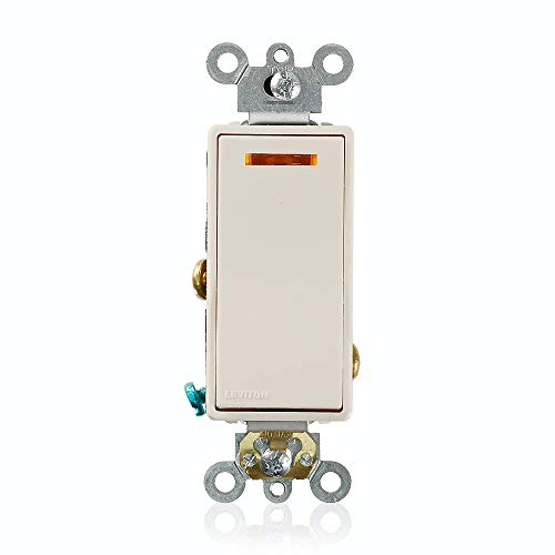 Leviton 20-Amp 120-Volt Decora Plus Rocker Lighted Handle, Illuminated Off Single-Pole AC Quiet Switch, 5631-2T, Light Almond image 5