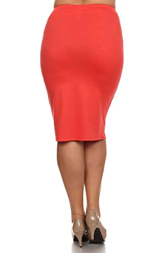 Women's Plus Size High Waist Casual Lightweight Solid Pencil Midi Skirt Made in USA3