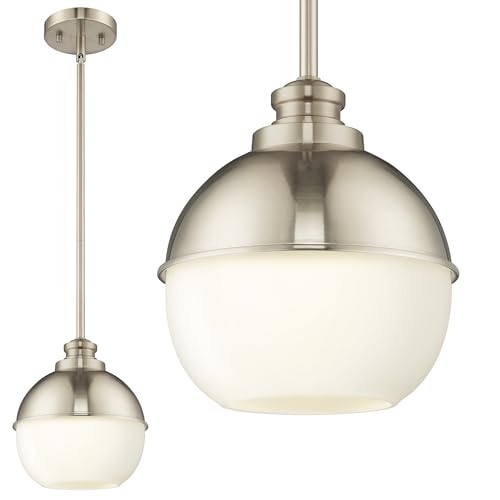 Image of Beionxii 7 inch Nickel Pendant Light Fixtures, Mid Century Globe Pendant Lights